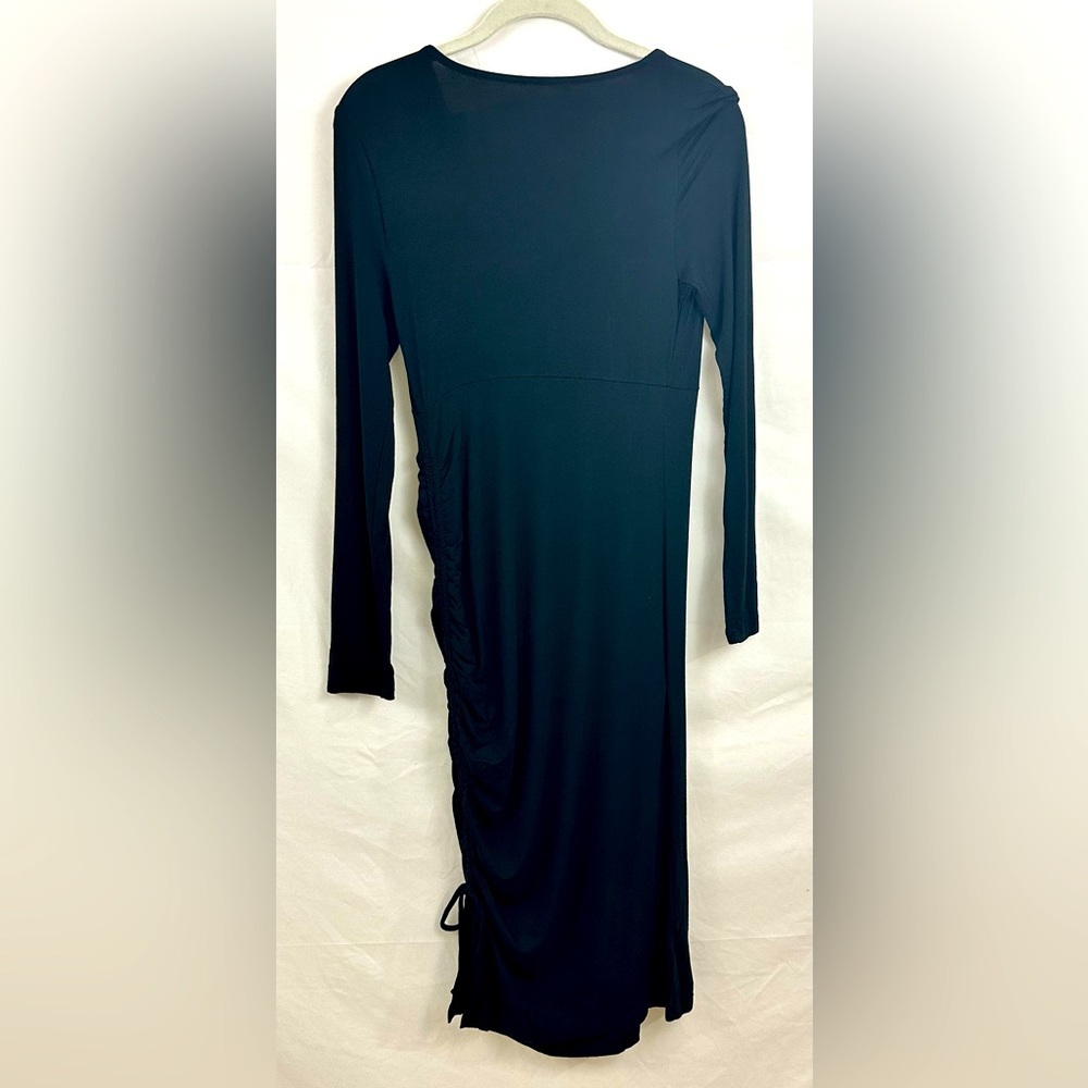 Black Long Sleeve Rushed Bodycon Maternity Dress - Isabel Maternity XS - Picture 5 of 10